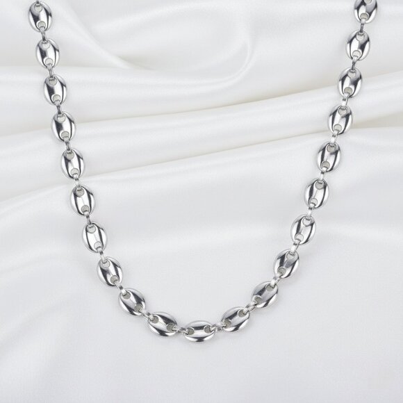 Source Unknown Other - Silver Coffee Bean Link Marina Chain Necklace Stainless Steel 30 Inches NWOT